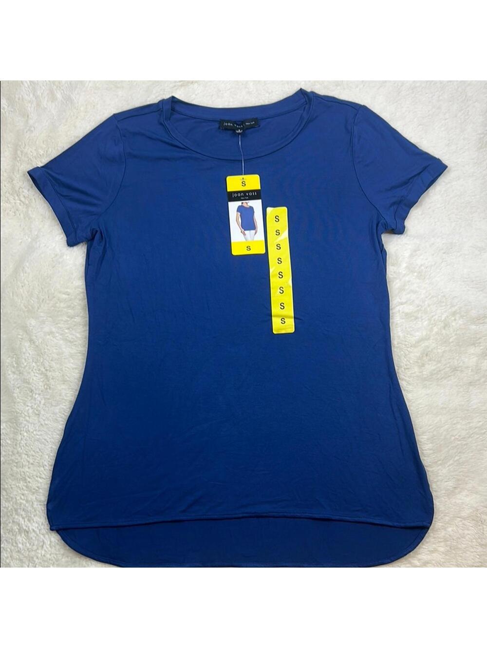 Joan Vass New York Women’s Blue Short Sleeve Crew Neck T-Shirt Size Small NWT